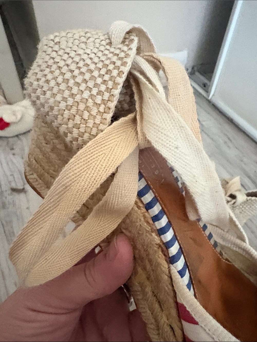 Authentic COACH Patchwork Lace Up Espadrille Wedges - Picture 4 of 6